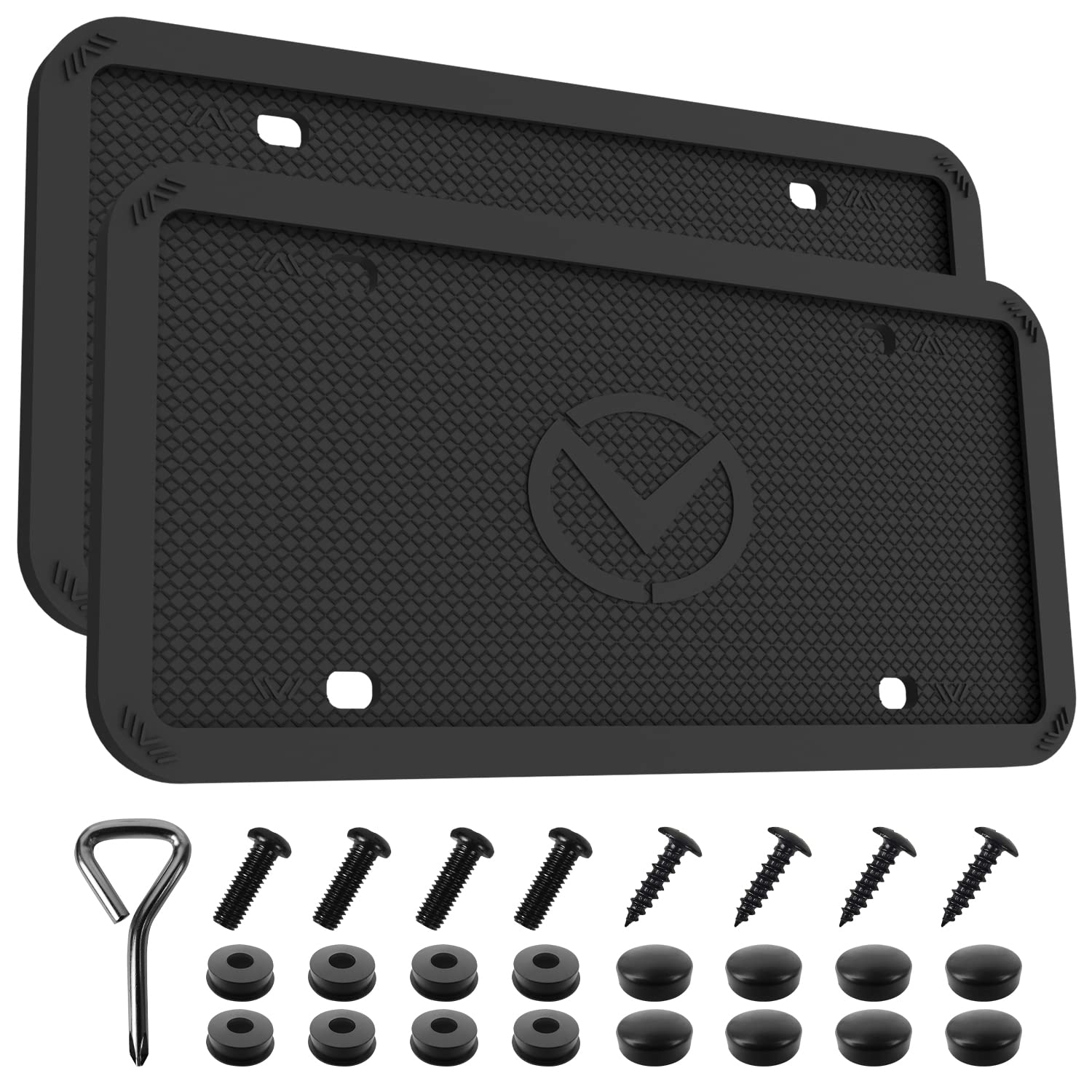 MotorFi 2 Pack Premium Black Silicone License Plate Frames - Flexible Car License Plate Holder with Drainage Holes, Weather & Rust Proof, Easy Installation - Perfect for Cars, Trucks & SUVs in All Weather Conditions