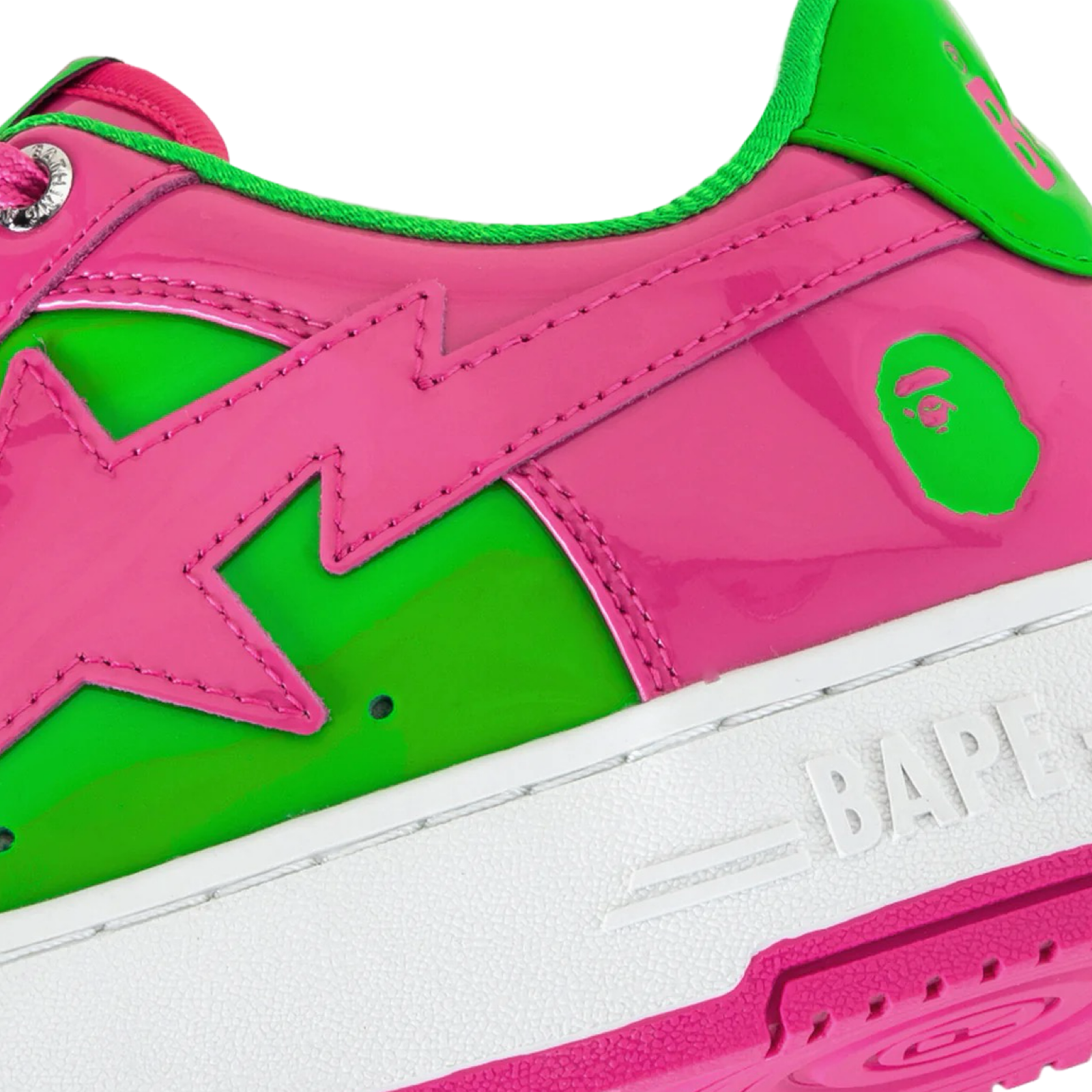 BAPE Bapesta #1 M1 Sneakers in Pink, Green & White - Stylish Streetwear for Men & Women | Perfect for Casual Outfits & Urban Fashion