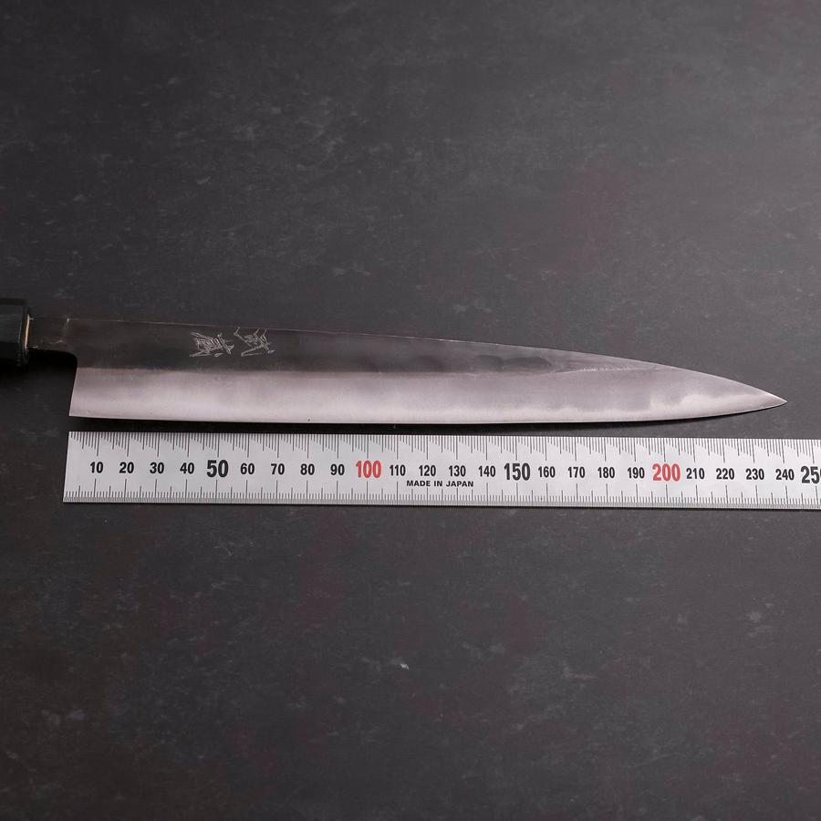 Premium Japanese Sujihiki Knife 240mm - Blue Steel #2 Kurouchi Finish with Dark Blue Urushi Handle - Professional Sushi & Sashimi Chef Knife for Meat Slicing and Fish Filleting