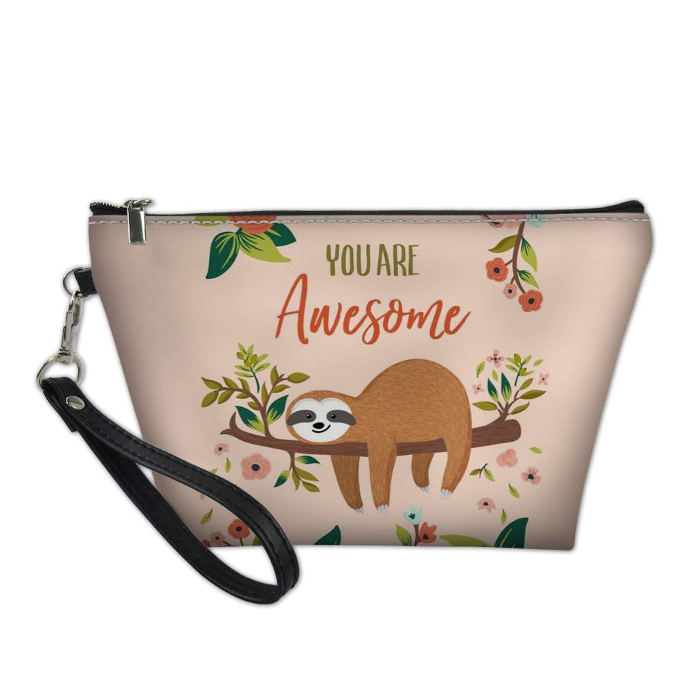 Coloranimal Women's Travel Toiletry Bag - Sloth Print Cosmetic Makeup Pouch Organizer with Multiple Pockets | Perfect for Vacation, Gym & Daily Essentials Storage
