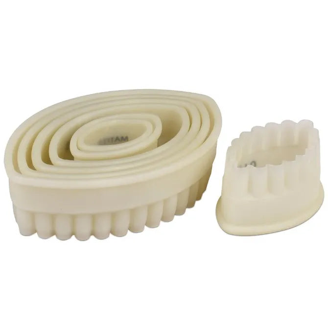7-Piece Fluted Barquette Cutters Set - Professional Pastry & Cookie Cutter for Baking, Desserts, and Party Treats - Perfect for Home Bakers and Chefs