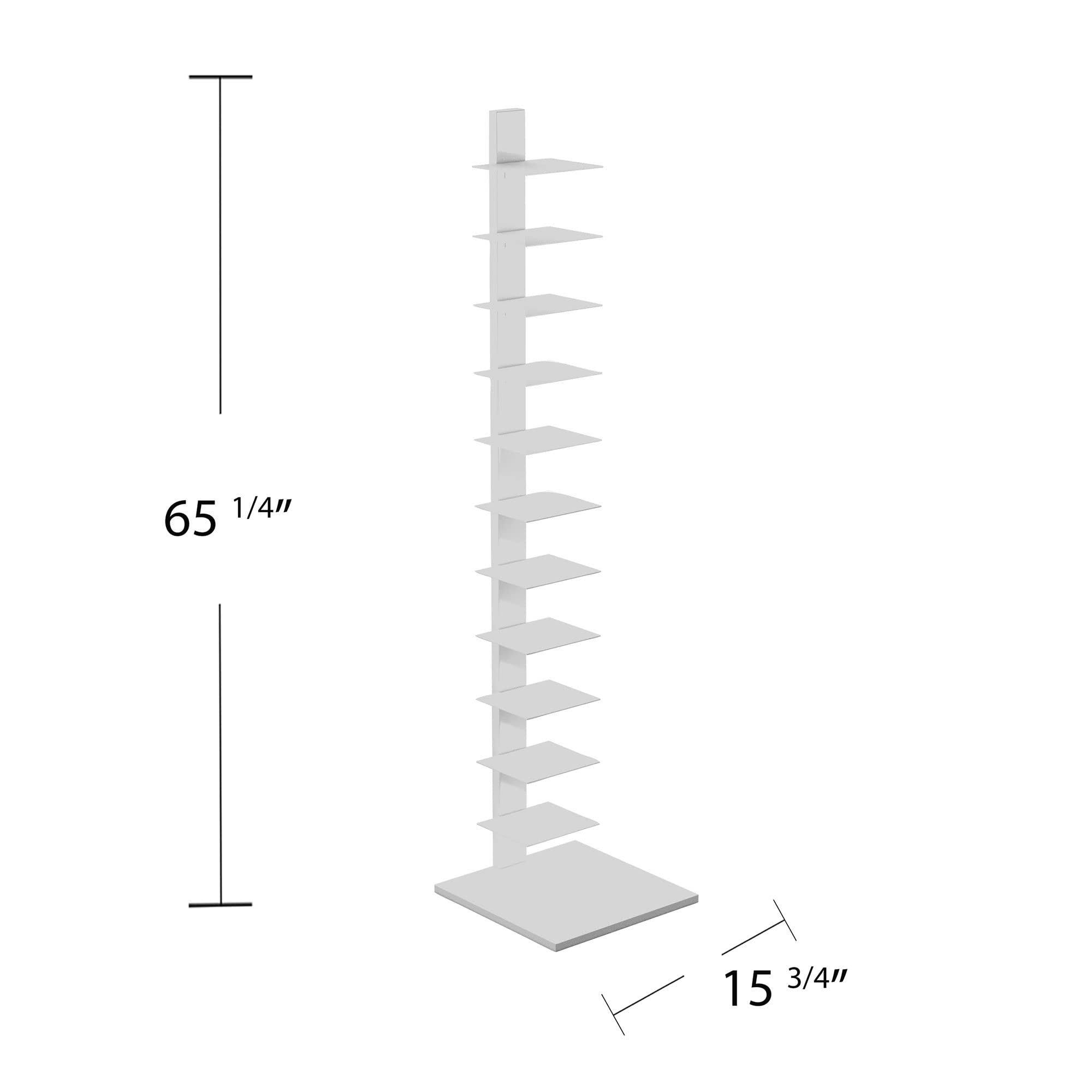 SEI Furniture Stewartby Spine Tower Shelf - White, Modern Bookcase for Living Room, Bedroom & Office Storage, Space-Saving Organizer for Books, Decor & Essentials