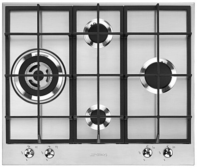 Smeg 60cm Classic Natural Gas Cooktop PX364LAU - Premium Stainless Steel 4 Burner Gas Stove for Modern Kitchens | Perfect for Home Cooking, Entertaining & Professional Chefs