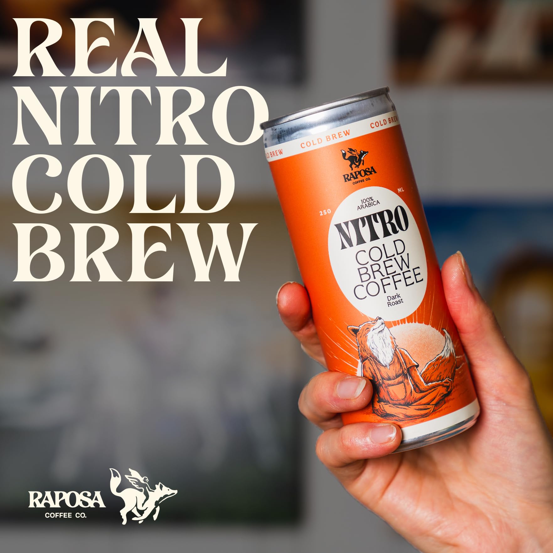 Nitro Cold Brew Ready-to-Drink Coffee 250ml (8.45oz) - Dairy Free, Non-GMO, No Artificial Ingredients - 225mg Caffeine - Classic Dark Roast (12 Pack) - Perfect for Office, Travel & On-the-Go Energy Boost