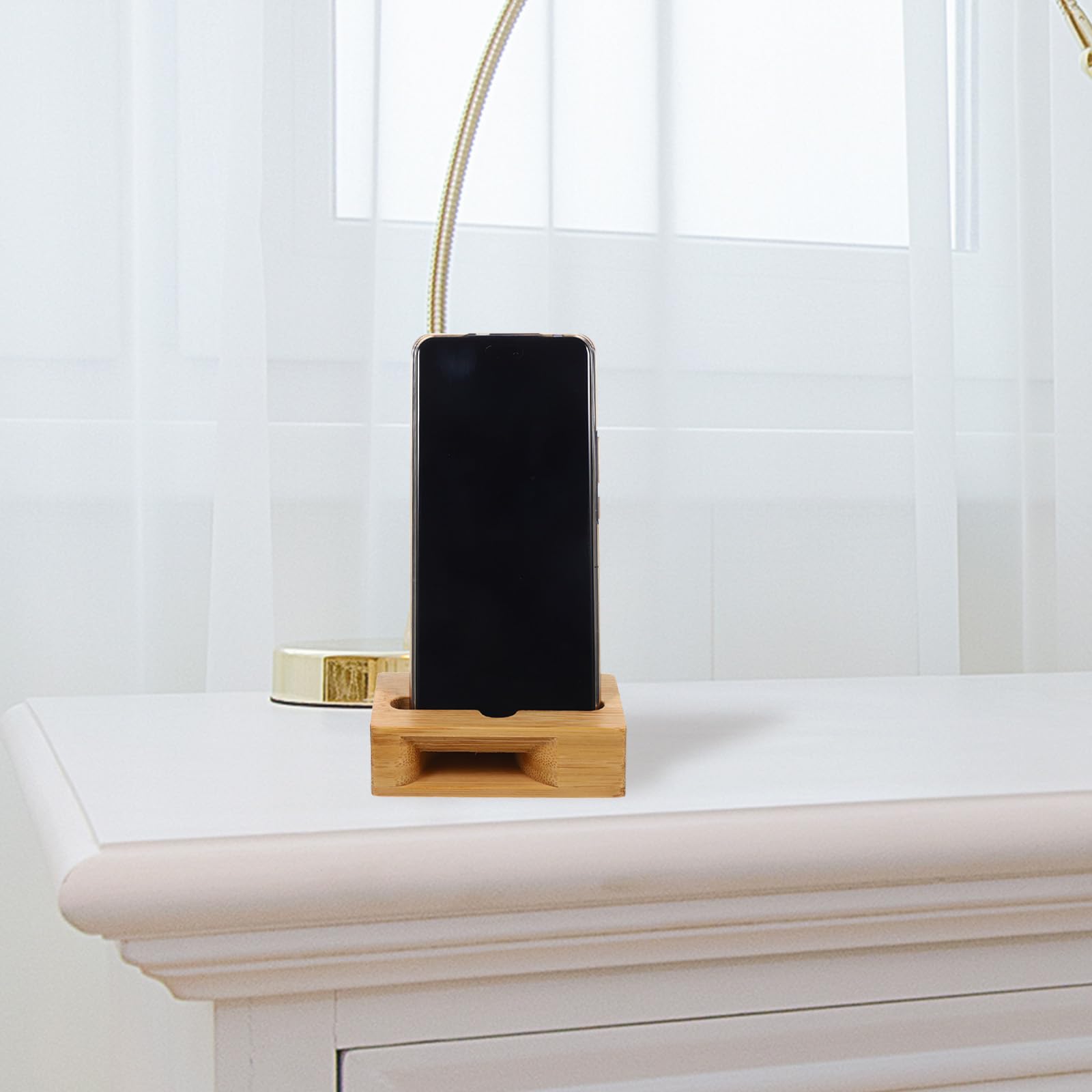 NUOBESTY Universal Wooden Phone Stand with Loudspeaker - Amplifies Sound for iPhone, Samsung, Android - Perfect for Home, Office, and Travel Use