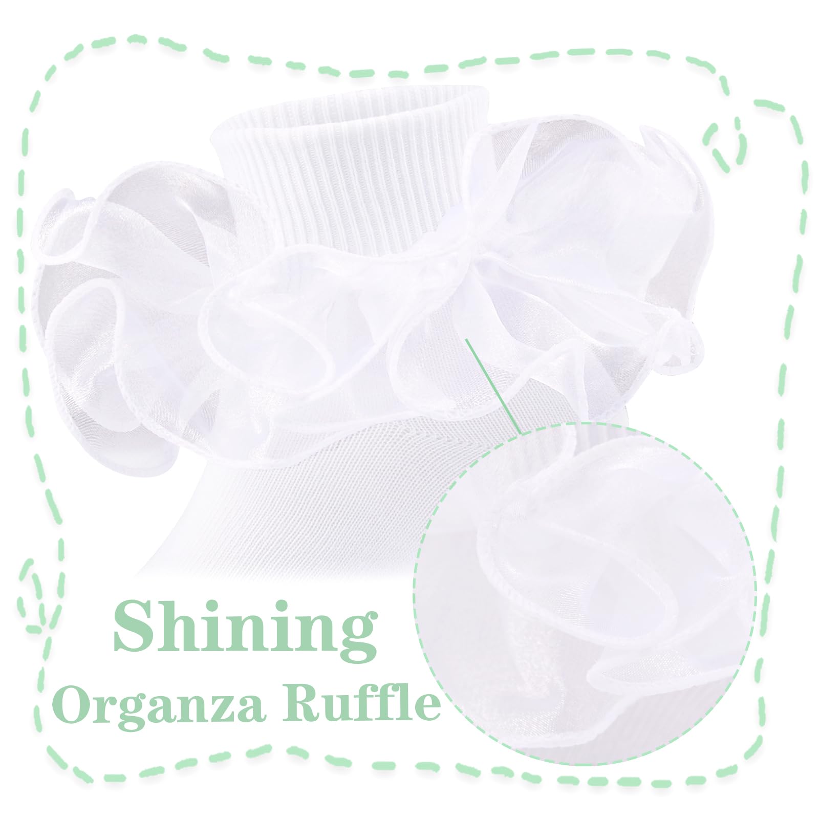 Girls Ruffle Socks - Double Lace Frilly Dress Socks for Toddler & Little Girls (2-3 Pack) - Perfect for Parties, School & Special Occasions