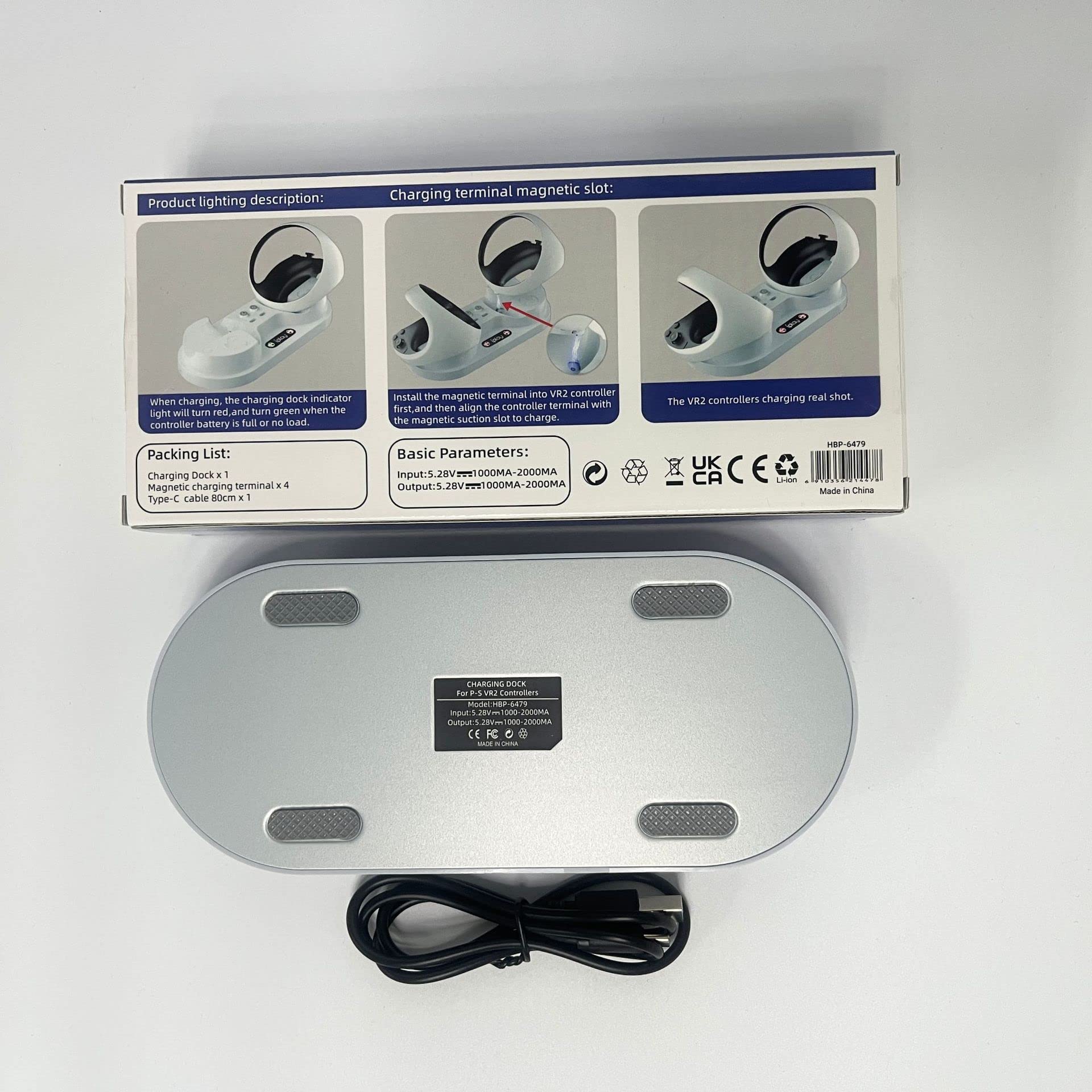 PS5 VR2 Charging Station with LED Indicator - Dual Controller & PSVR2 Charging Dock, Non-Slip Base for Playstation VR2 Sense Controllers | Perfect for Gaming Setup & VR Accessories Organization
