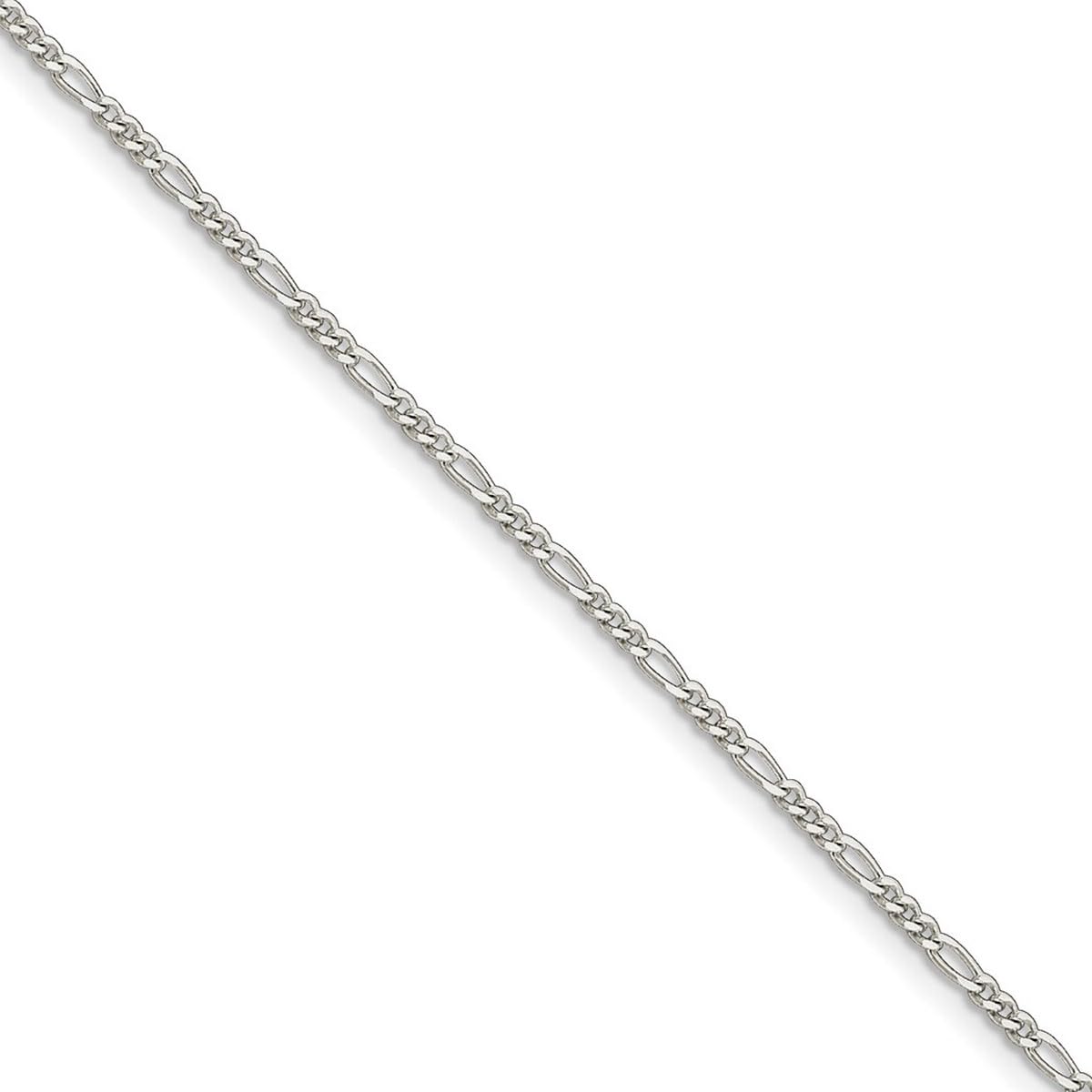 925 Sterling Silver Sparkle Cut Figaro Anklet for Women - 2mm Wide, 1inch Extension, Polished Spring Ring | Perfect for Beach, Party & Everyday Wear