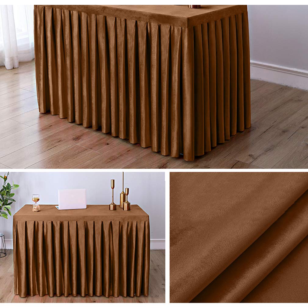 Velvet Rectangle Conference Table Cloth - Stain Resistant & Washable Table Cover Protector with Skirt for Office Meetings, Business Events & Exhibitions | Durable Tablecloth for Professional Settings