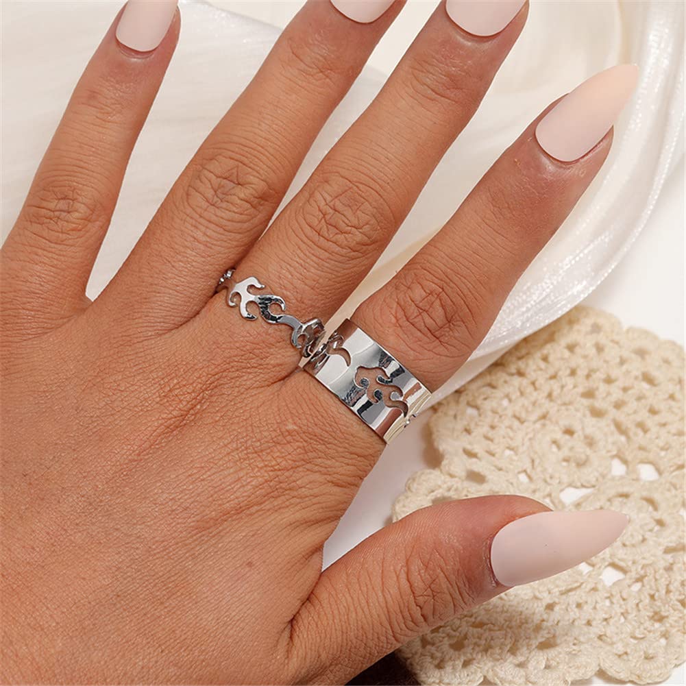 Best Friends BFF Rings for Couples - Matching Love Heart Moon Star Planet Promise Rings for Women & Men | TikTok Y2K Jewelry Gift for Anniversaries, Valentine's Day & Romantic Occasions