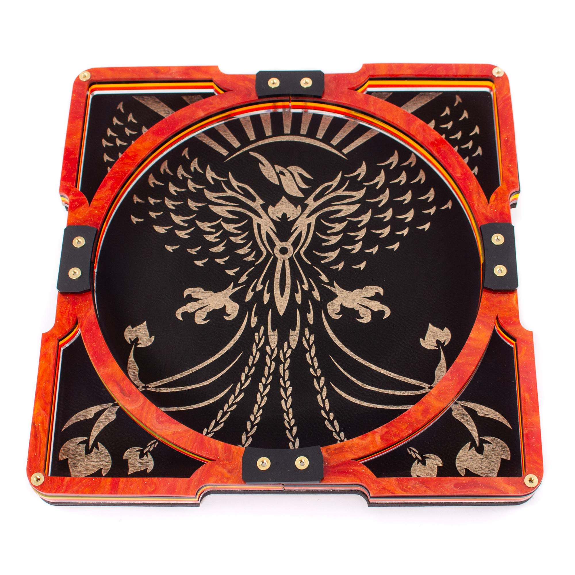 Fire & Ice Phoenix Party Tray Dice Tray - Magma Orange & Color Options - Perfect for D&D, Board Games & RPG Gaming Sessions