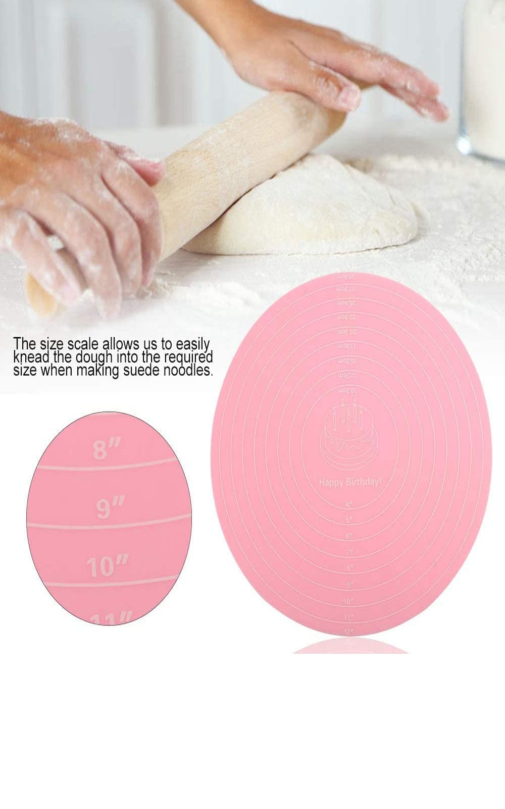 Non-Stick Heat Resistant Silicone Baking Mat with Measurements - Perfect for Cake Decorating, Pastry Making & Baking on Turntable Stands - Blue