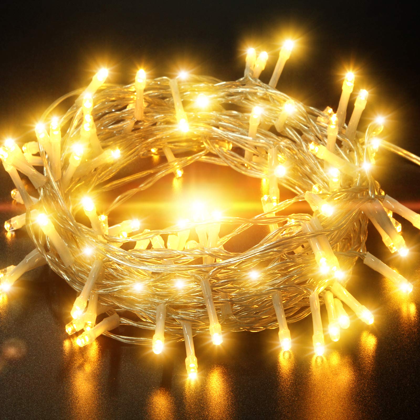 33FT 100 LED Battery Operated String Lights - IP65 Waterproof Outdoor Fairy Lights with 8 Lighting Modes, Timer & Memory Function - Perfect for Christmas Decorations, Wedding Party, Bedroom, Garden, Patio - Warm White Lighting for Cozy Ambiance