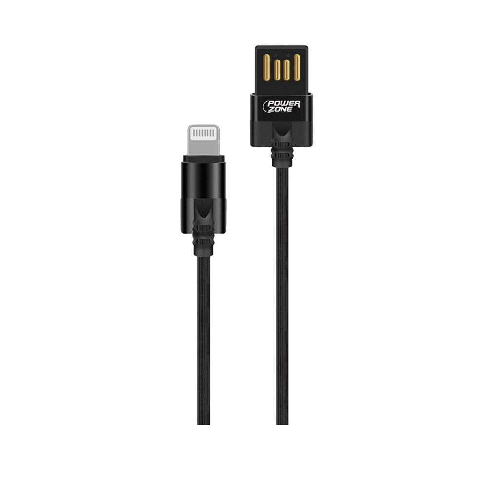 Powerzone T56-Lightning Double Sided Fast Charging Micro USB Cable - 3ft Durable Nylon Braided Charger Cord for iPhone, Android, iPad - Perfect for Home, Office & Travel Use