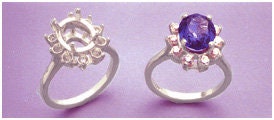 Solid Sterling Silver or 14kt Gold 7x5mm & 10x8mm Oval Cluster Pre-Notched Blank Ring Size 7 Setting (163547/143547) - Perfect for Wedding Bands, Engagement Rings & Jewelry Making