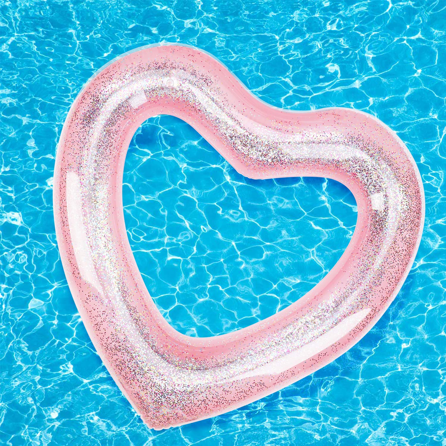 MoKo Inflatable Pool Floats for Adults - Heart Shaped Swim Ring, Summer Swimming Tube, Water Fun Accessories for Beach, Wedding, Bachelorette Party, Pool Party & Backyard Relaxation