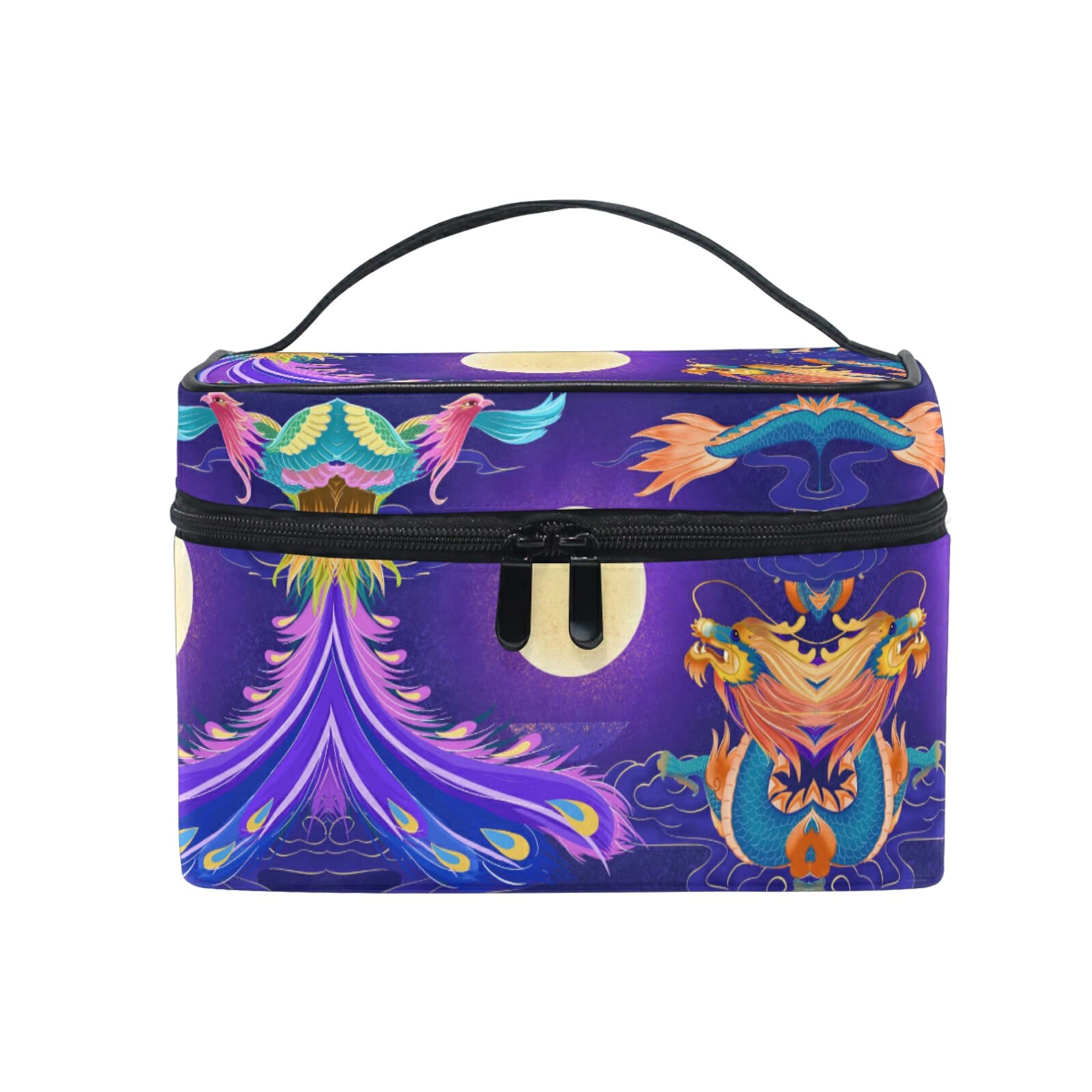 Phoenix Bird Moon Cute Cosmetic Bag Organizer - Waterproof Makeup Pouch with Zipper for Women & Girls - Perfect for Travel, Gym, and Daily Essentials Storage
