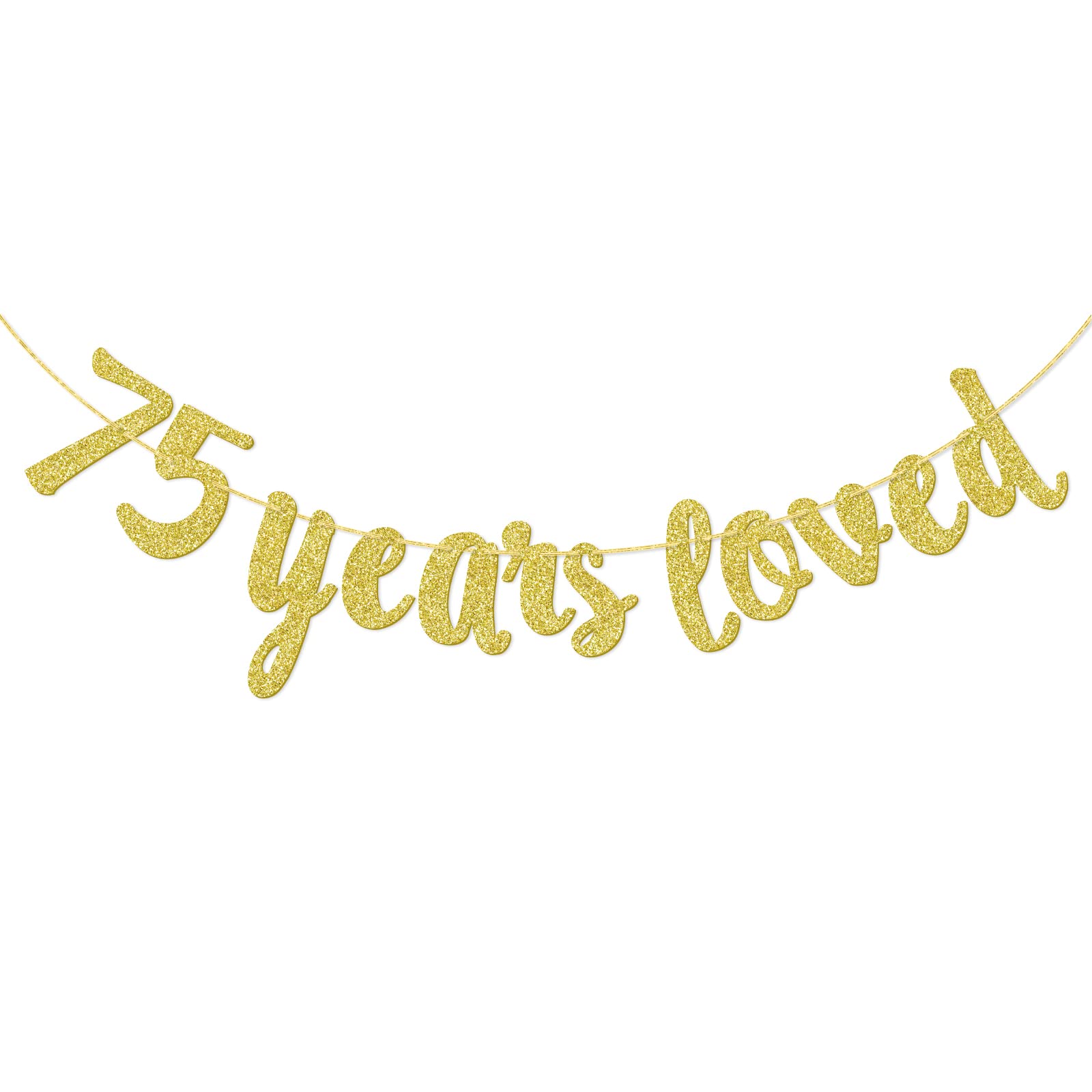 75th Birthday & Wedding Anniversary Decorations - Gold '75 Years Loved' Banner for Party, Celebration, Home & Office Decor - Perfect for Milestone Events