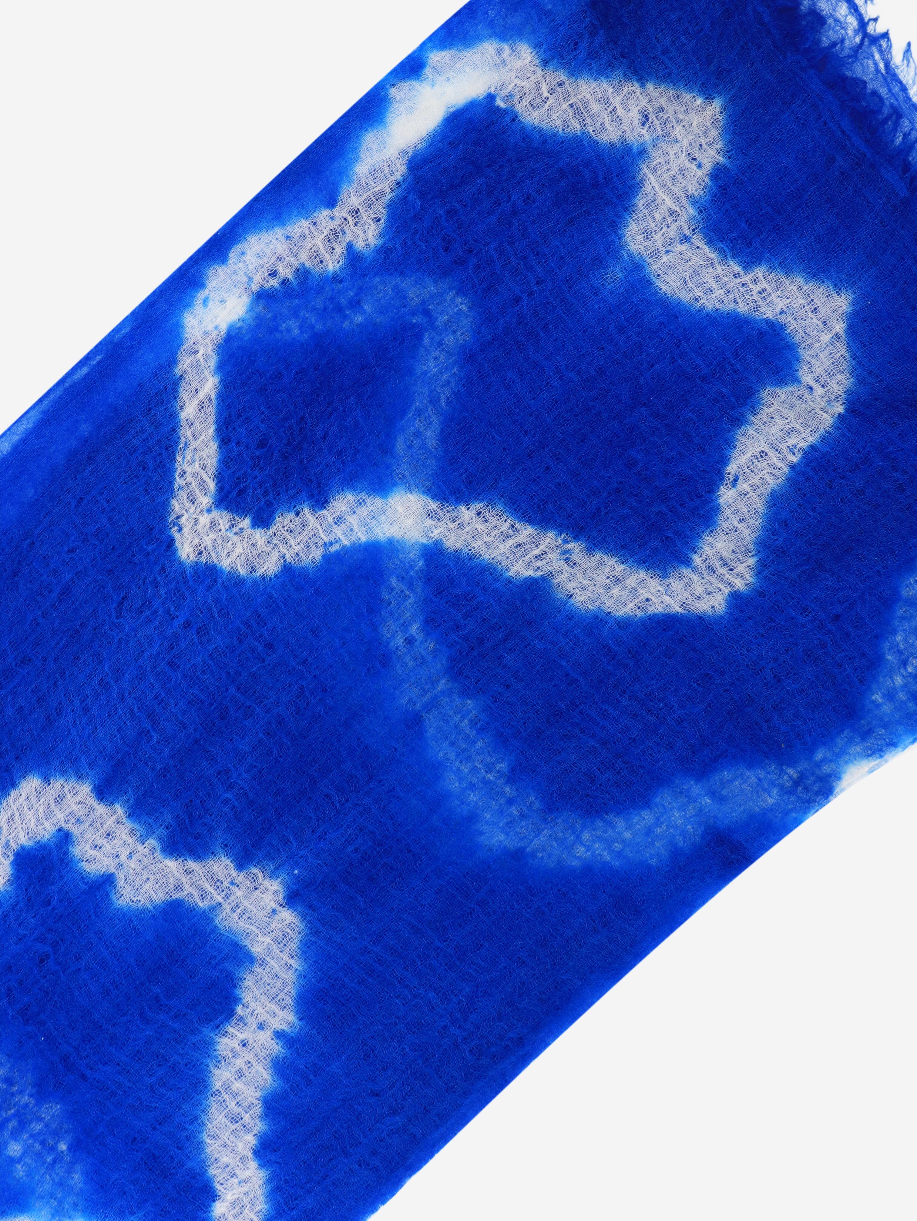 Premium Blue Shibori Cashmere Scarf - Soft & Luxurious Winter Wrap for Women - Perfect for Cold Weather, Gifts & Fashion Accessories