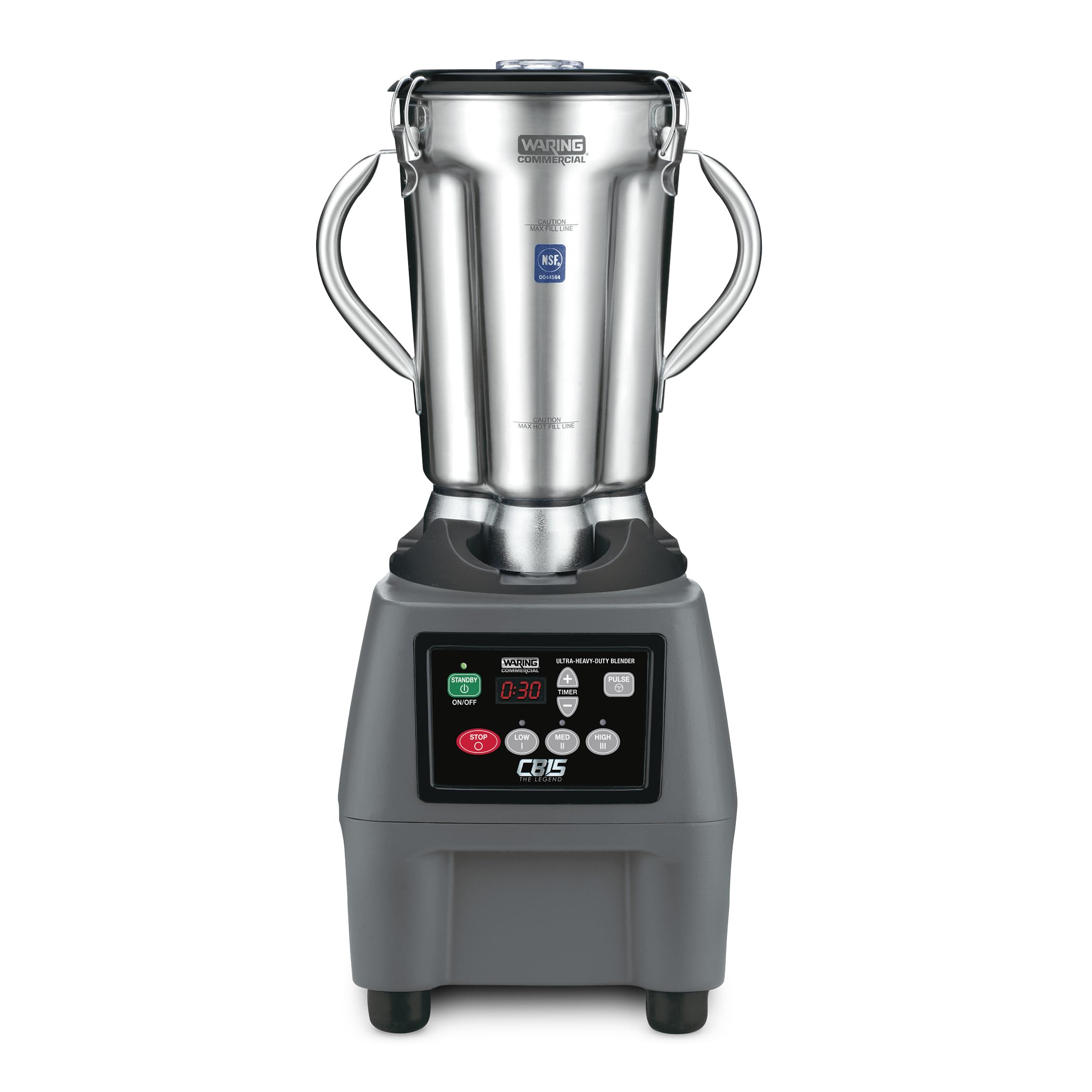Waring CB15T Commercial Blender with Timer - 4L Stainless Steel Container, 120V, 15 Amps, 26