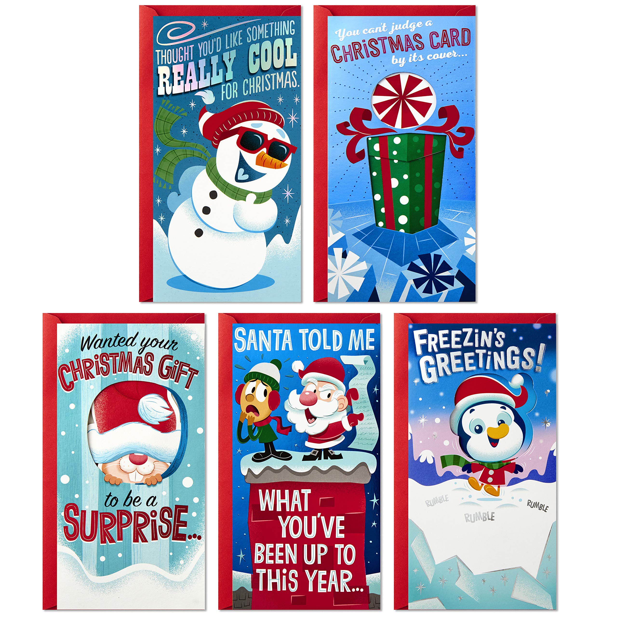 Hallmark Pop Up Christmas Money or Gift Card Holders - Set of 5 Greeting Cards with Envelopes - Perfect for Holiday Gifts, Stocking Stuffers & Christmas Celebrations