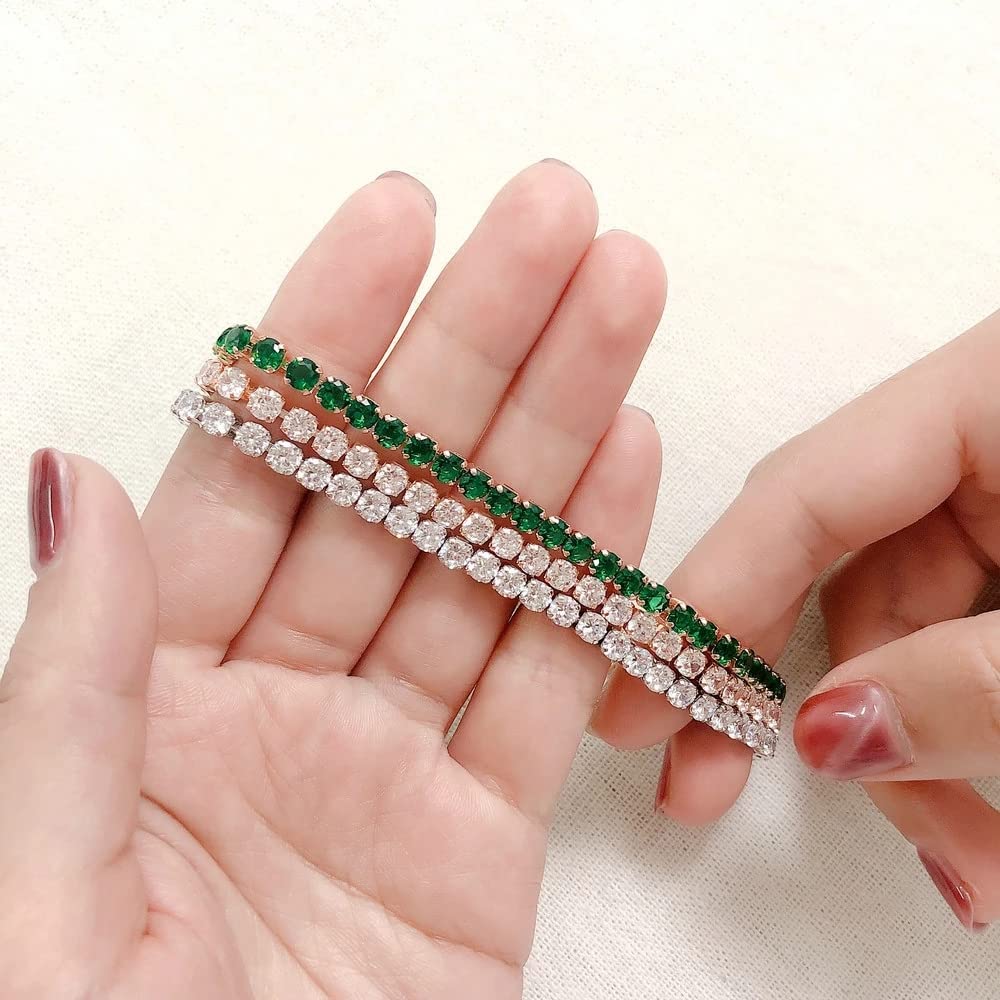 Elegant Cubic Zirconia Tennis Bracelet for Women - Adjustable Birthstone Rhinestone Slider Chain Bracelet, Dainty Fashion Jewelry Gift for Girls, Teens & Women | Perfect for Birthday, Anniversary & Special Occasions