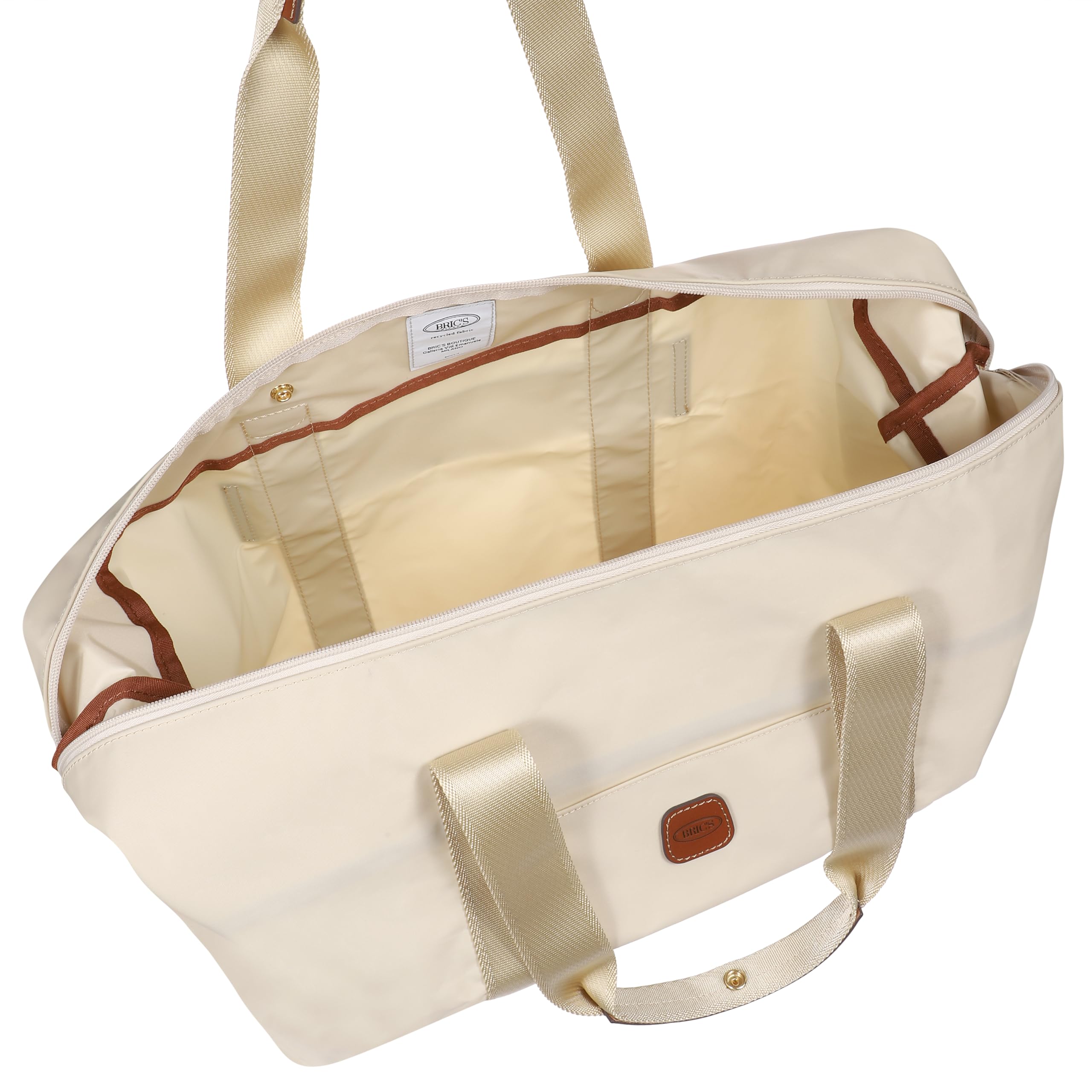 Bric's X-Bag X-Travel 2.0 Foldable Duffel Bag - 18 Inch Carry On Luggage & Overnight Bag for Women & Men - Lightweight Travel Duffel in Beige - Perfect for Weekend Trips, Gym, and Business Travel