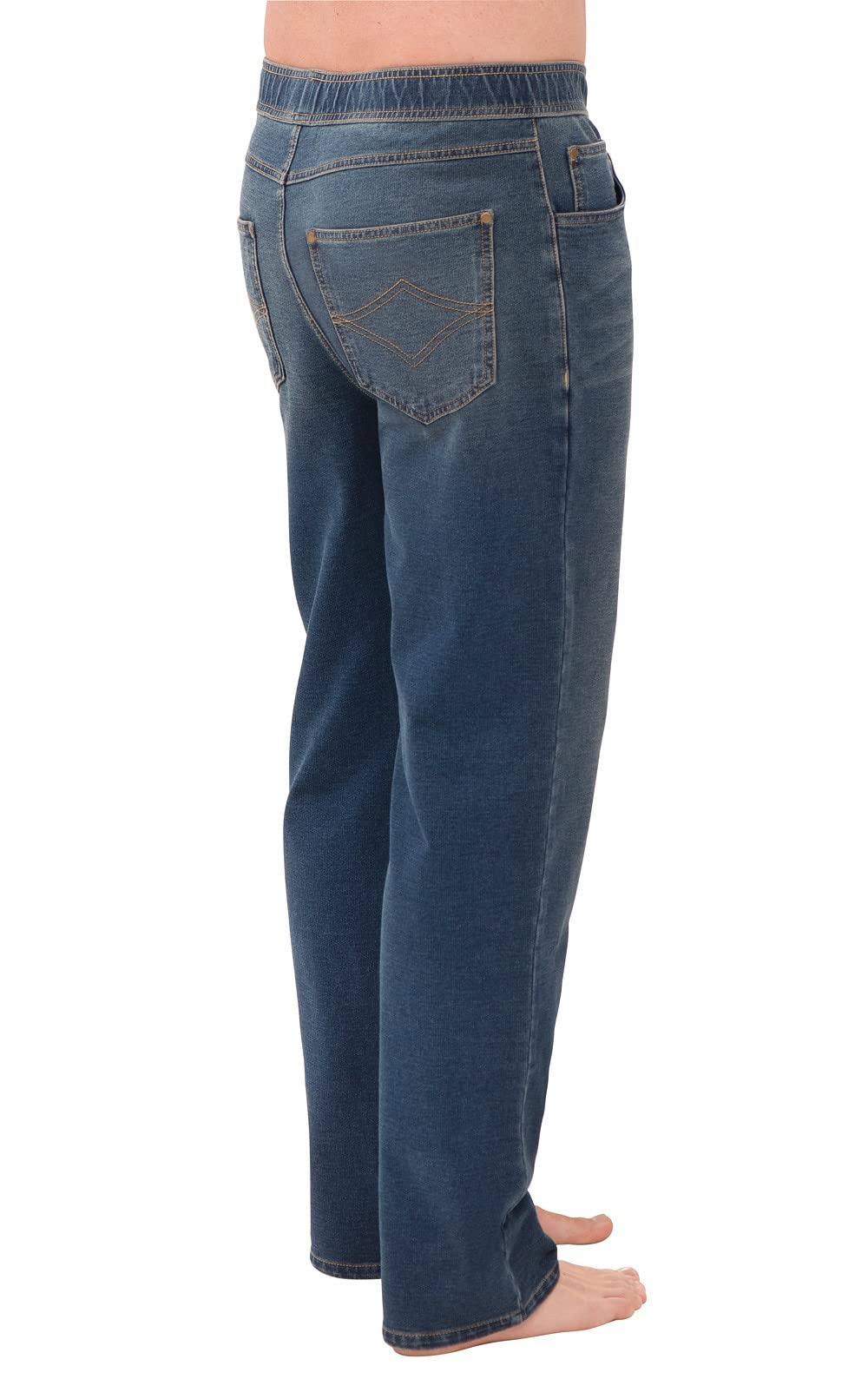 Men's Pajama Jeans - Stretch Denim Pull-On Pants with Elastic Waist | Straight Leg Comfortable Sweatpant Style Jeans for Lounge, Travel & Casual Wear