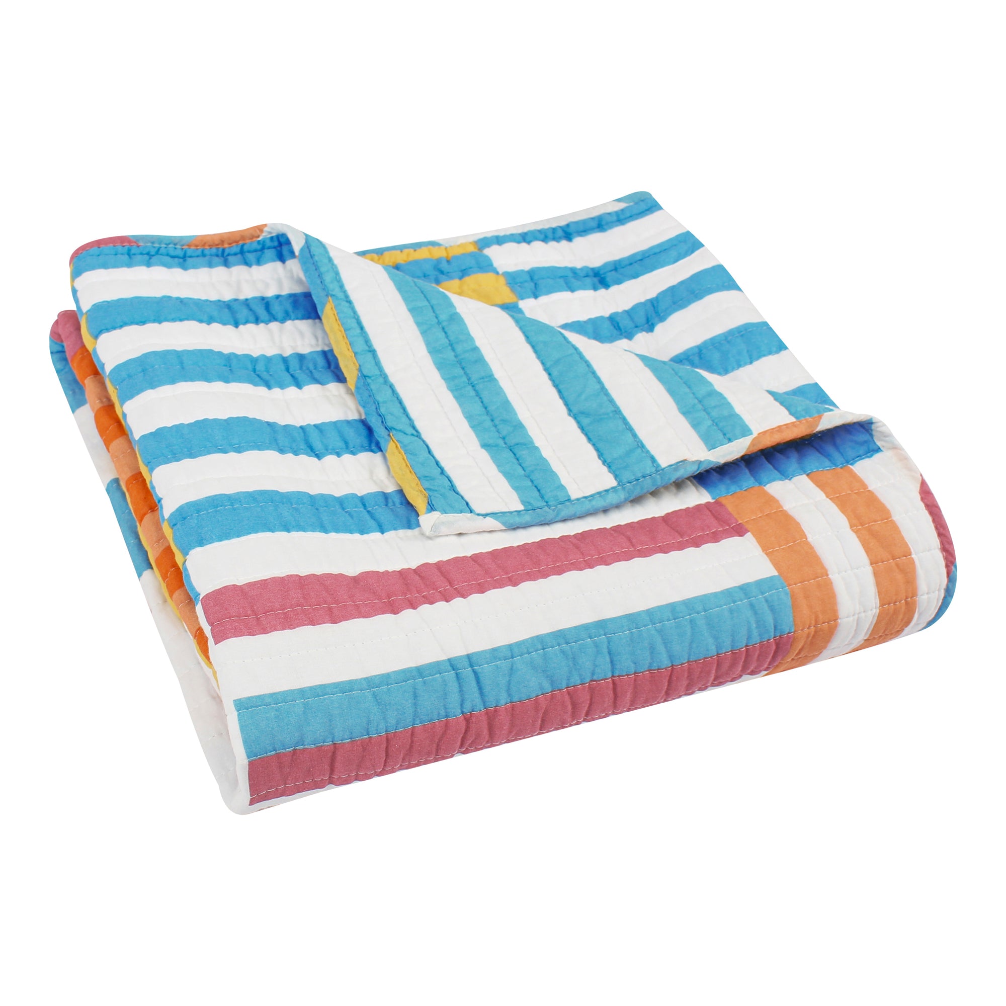 Sol Stripe Patch Quilted Throw Blanket - Soft & Cozy Lightweight Bedspread for Couch, Sofa, Bed - Perfect for Home Decor, Living Room, Dorm & Gift Giving