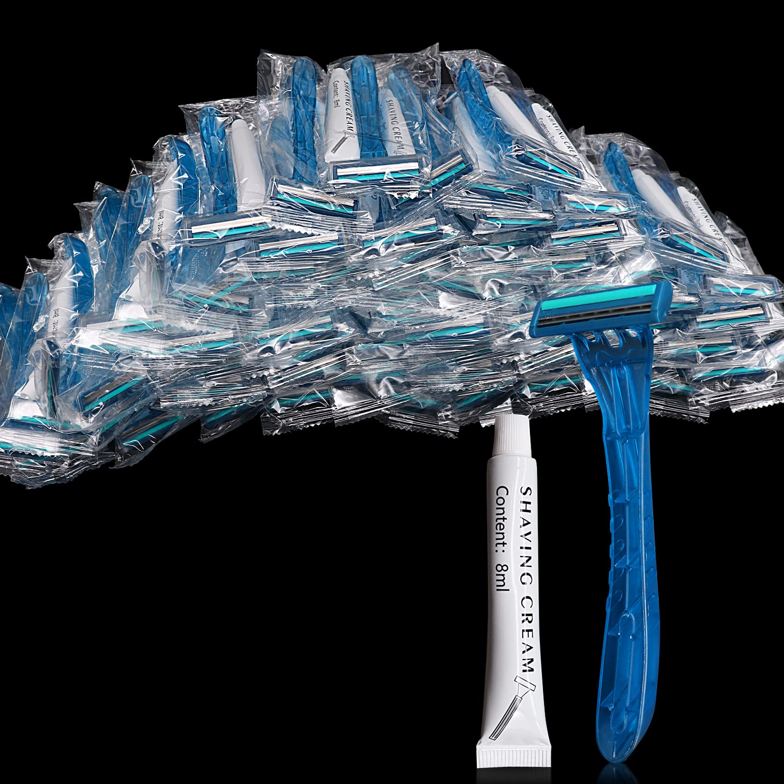 100 Pack Kheoxusa Disposable Razors for Women & Men - Bulk Individually Wrapped Multipurpose Shaving Razors with Big-Blue Design | Perfect for Travel, Gym, Home Use and On-The-Go Grooming