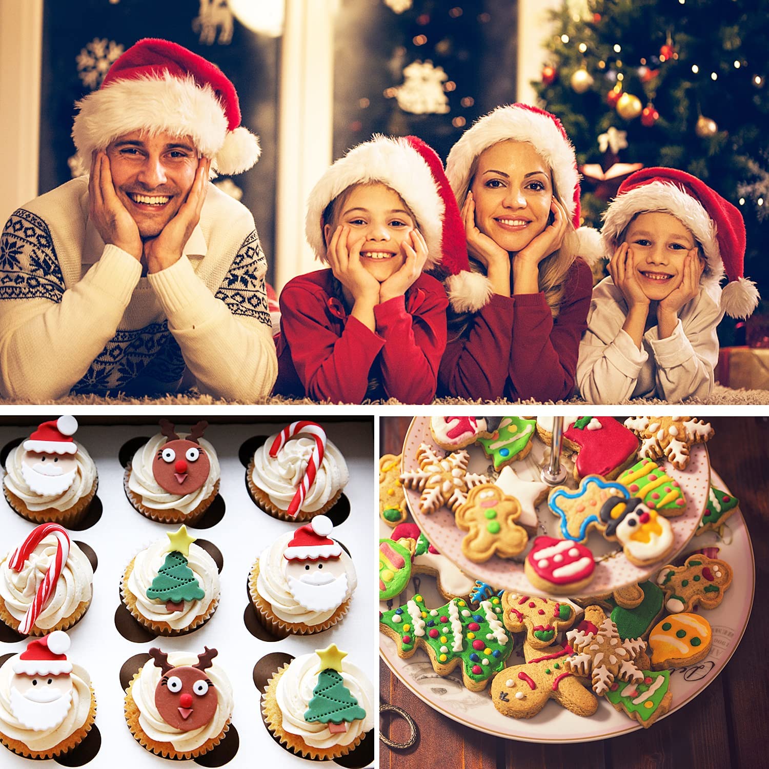 6-Piece Christmas Fondant Molds Set - Mini Pink Silicone Molds for Polymer Clay, Snowflake, Tree, Reindeer & Santa - Baking Tools for Cake Decorating, Candy & Chocolate Making - Perfect for Xmas Parties, DIY Gifts & Holiday Desserts