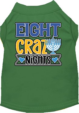 Eight Crazy Nights Screen Print Dog Shirt - Funny Christmas Pet Apparel in Multiple Colors - Perfect for Holiday Parties & Festive Pet Photos
