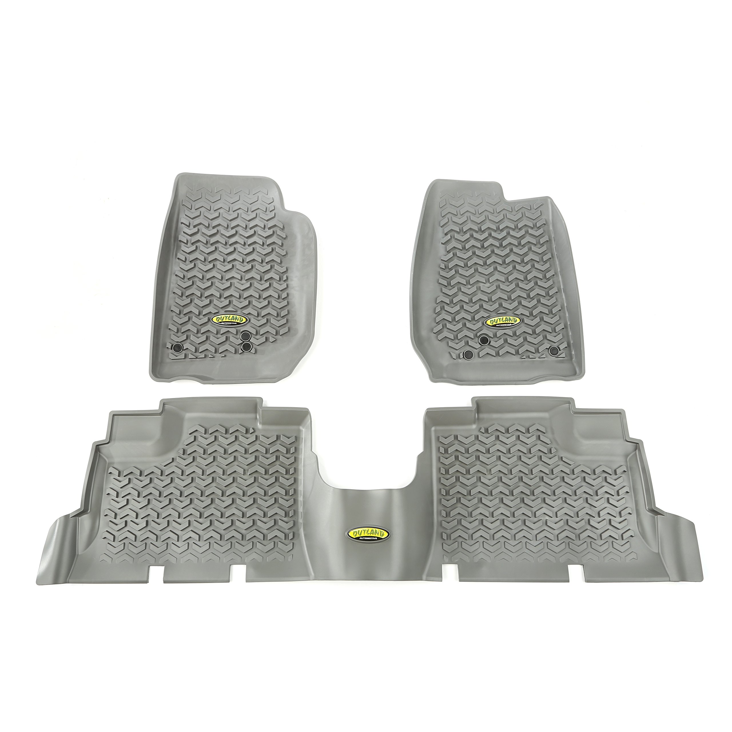 Outland 391498704 Grey Front & Rear Floor Liners for Jeep Wrangler Unlimited - Heavy Duty All Weather Protection Mats for Off-Road, Mud, Snow & Rain (Fits Select Models) - Perfect for Adventure & Daily Driving