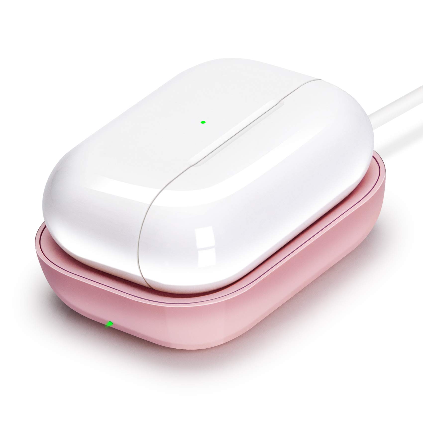 Wireless Charger for AirPods Pro 2nd/3rd/4th & AirPods - Fast Qi-Certified Charging Station with Active Noise Cancellation Support - Portable Pink Charging Dock for Home, Office & Travel