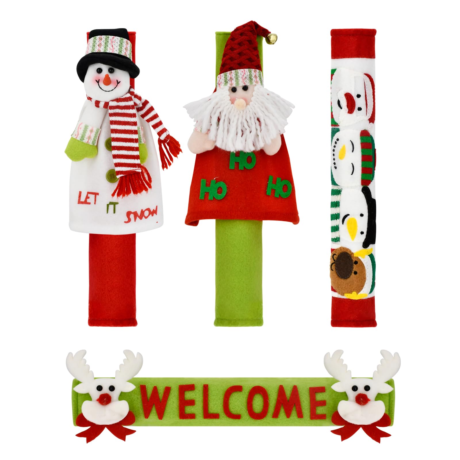 YuQi Christmas Refrigerator Handle Covers Set of 4 - Festive Snowman Kitchen Appliance Decorations for Fridge, Microwave & Dishwasher | Holiday Home Decor, Perfect for Christmas Party & Winter Home Styling