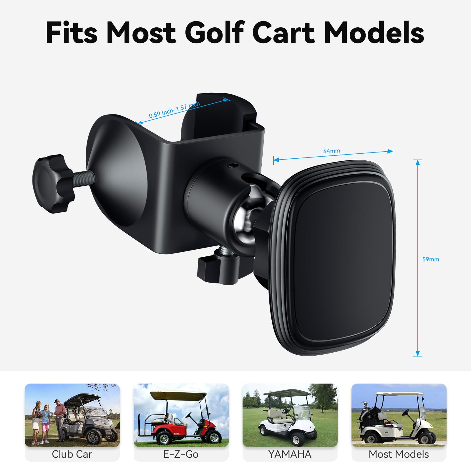 Golf Cart Phone Holder - Magnetic Phone Mount for EZGO, Club Car & Yamaha Carts | Ultra Strong Magnet Universal Phone Caddy | Compatible with All Smartphones | Perfect for Golfing, Camping & Outdoor Activities