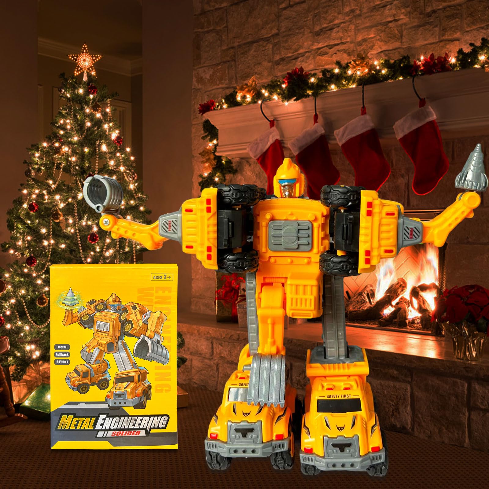 OTONOPI 5-in-1 Transforming Robot Toys - Alloy Construction Trucks Convert to Giant Robot Action Figure Set for Kids Ages 3-12 | STEM Educational Toy for Boys & Girls | Perfect for Playtime, Birthday Gifts & Collectible Display