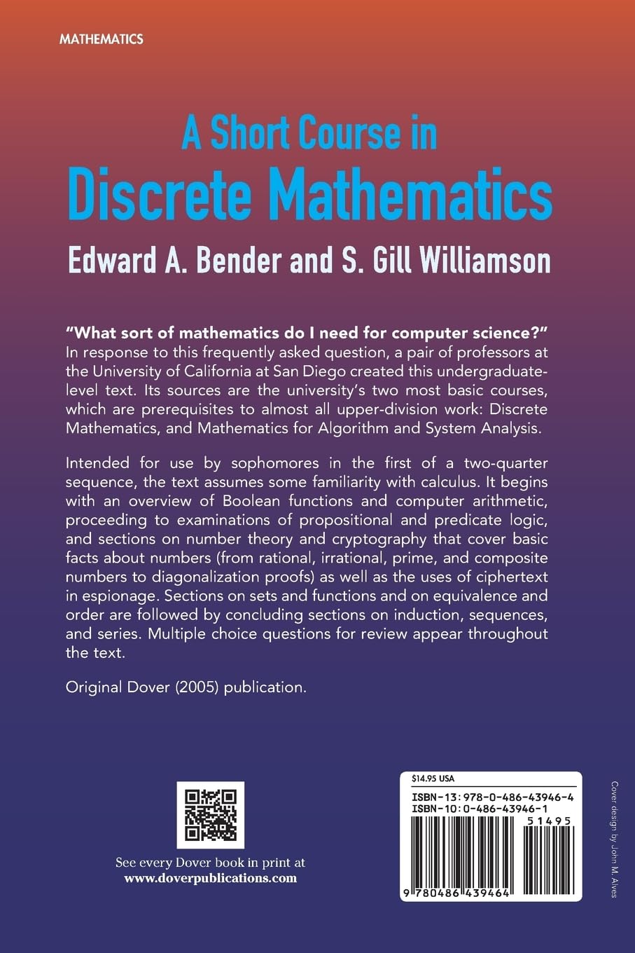 Discrete Mathematics Book - Short Course for Computer Science | Dover Publications | Perfect for Students & Self-Learners in Algorithms & Programming