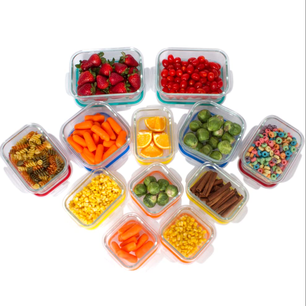 24-Piece Glass Food Storage Containers Set with Airtight Lids - BPA Free, Reusable, Microwave & Freezer Safe - Perfect for Meal Prep, Kitchen Organization & Leftovers Storage