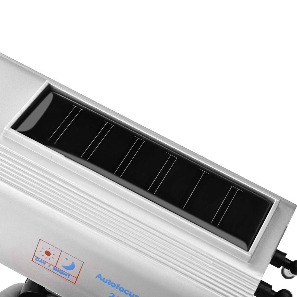 19X9X9 Solar Powered Fake Security Camera - Outdoor Dummy Surveillance Camera with Realistic Design for Home & Business Protection (Silver) | Ideal for Deterring Burglars & Enhancing Safety in Yards, Driveways & Entryways