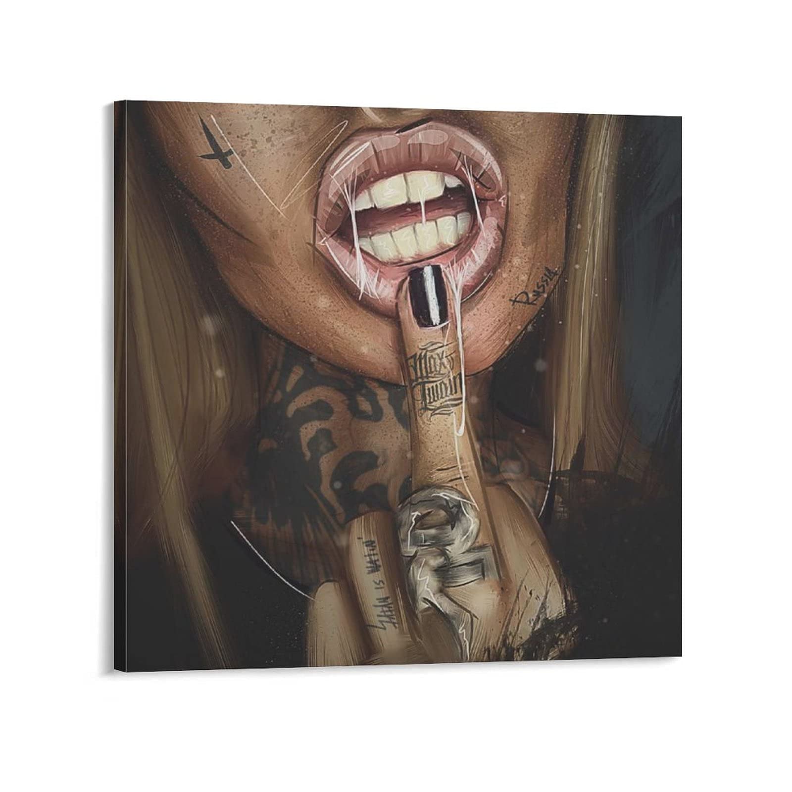 Hip Hop & Rock Music Posters - Gangster Girl Cool Art Canvas Wall Decor for Room, Bar & Club Aesthetics - 24x24 Inch (60x60cm) - Perfect Gift for Music Lovers & Urban Style Enthusiasts
