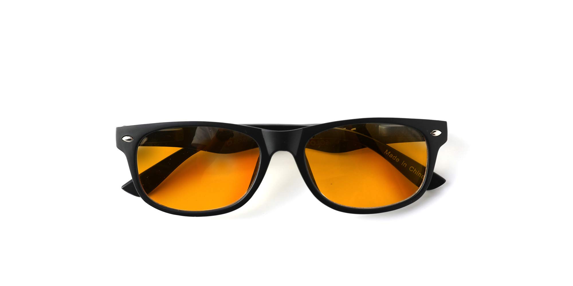 Blue Light Blocking Amber Glasses for Better Sleep - Wayfarer Style Orange Tinted Nighttime Glasses to Improve Sleep Quality & Boost Melatonin Production - Perfect for Nighttime Use, Screen Time & Relaxation Before Bed