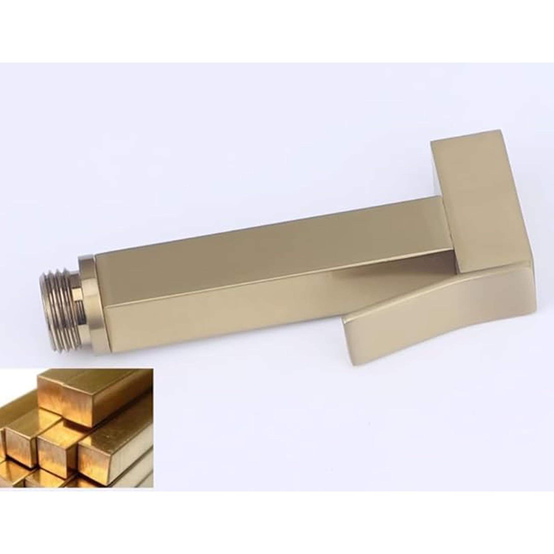 Brushed Gold Brass Square Handheld Bidet Sprayer with Wall Bracket & Hose - Toilet Attachment Set for Baby Diaper Washing & Personal Hygiene (Bidet Sprayer + Holder + Hose) - Perfect for Bathroom, Baby Care & Travel Use