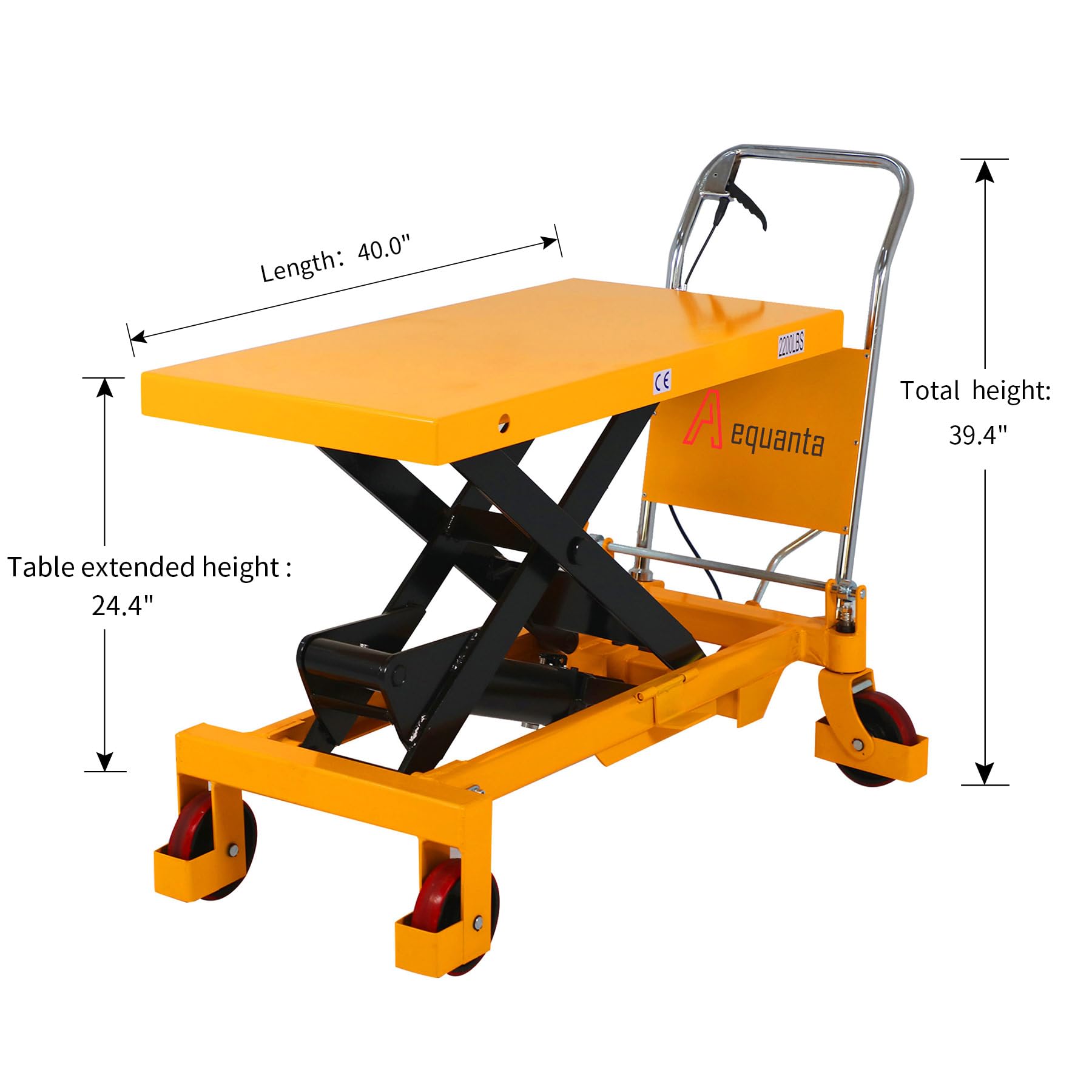 Hydraulic Lift Table Cart 2200lbs Capacity - 39.4