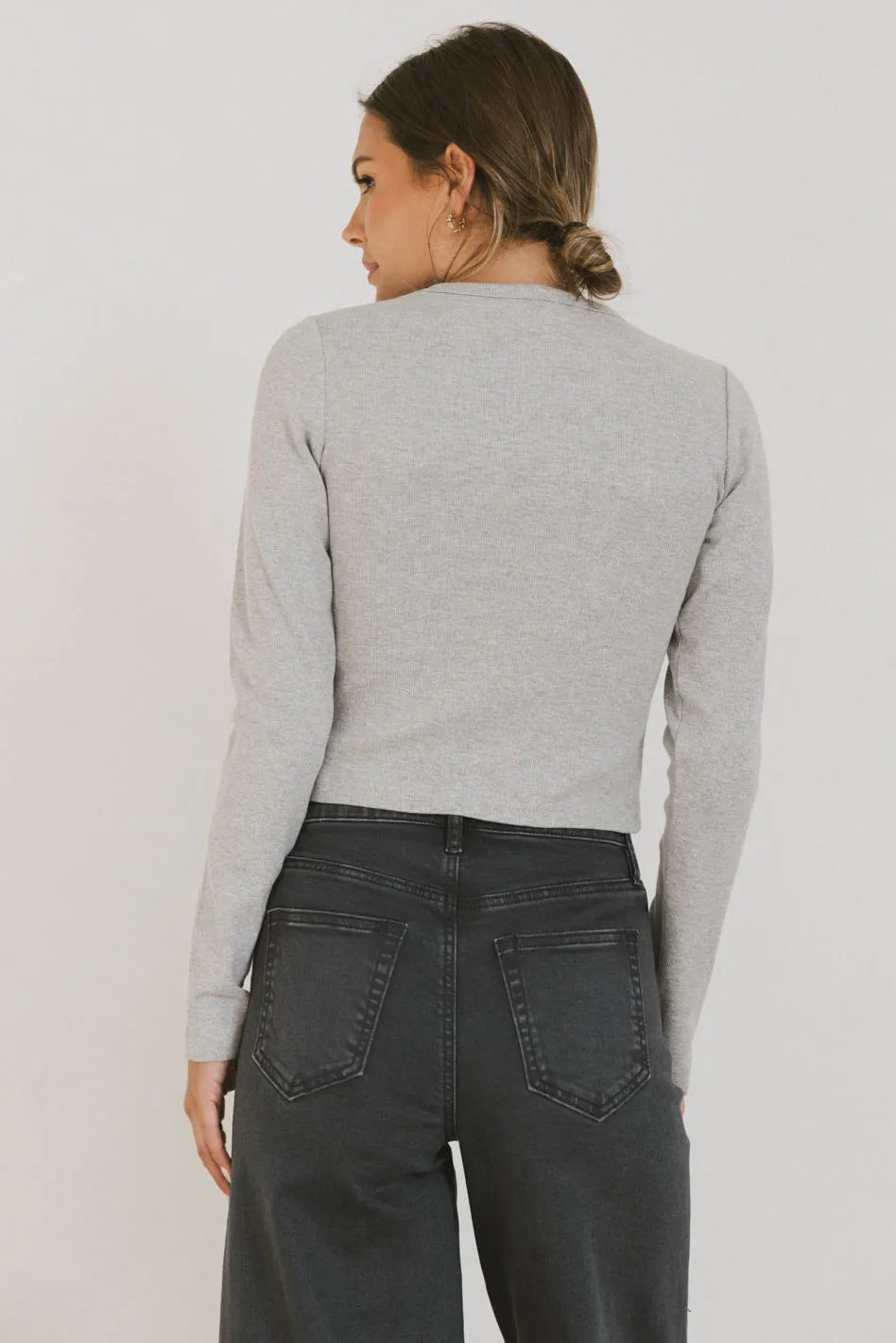 Hallie Top in Grey - Women's Stylish Casual Blouse for Everyday Wear, Office & Date Night Outfits