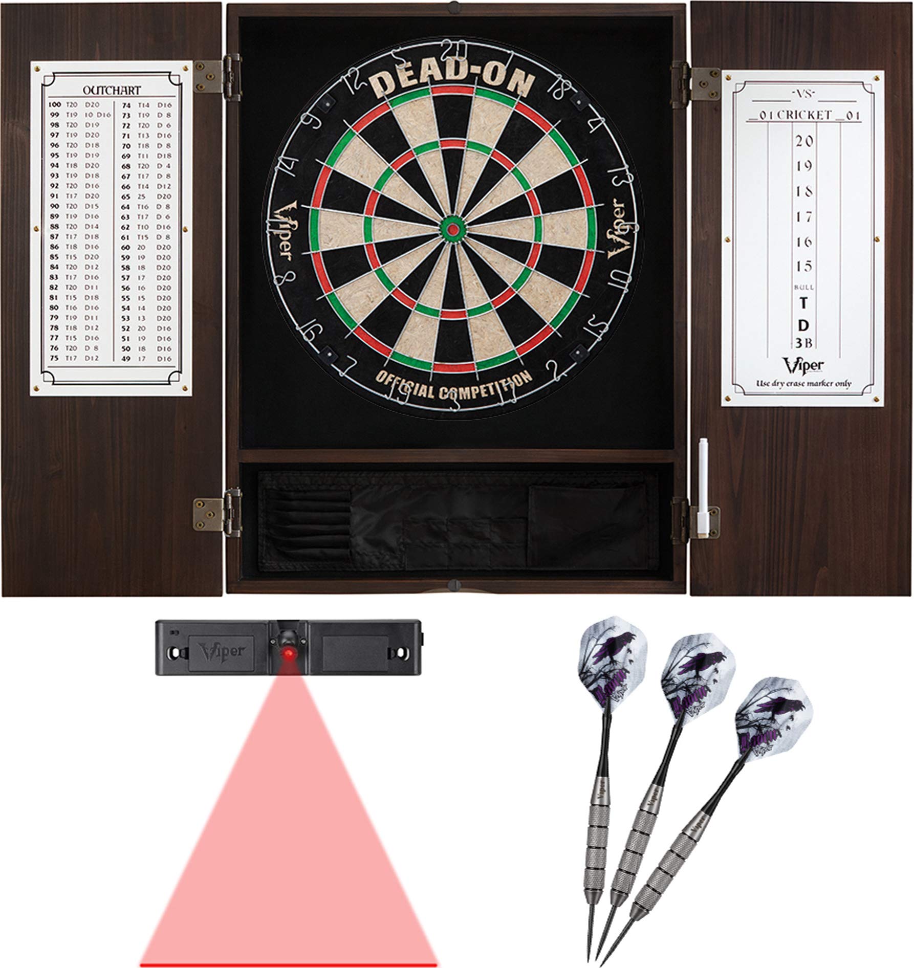 Premium Viper Metropolitan Oak Steel Tip Dartboard Cabinet - Professional Dartboard Set for Home, Bar & Game Room - Perfect for Darts Enthusiasts & Entertaining Guests