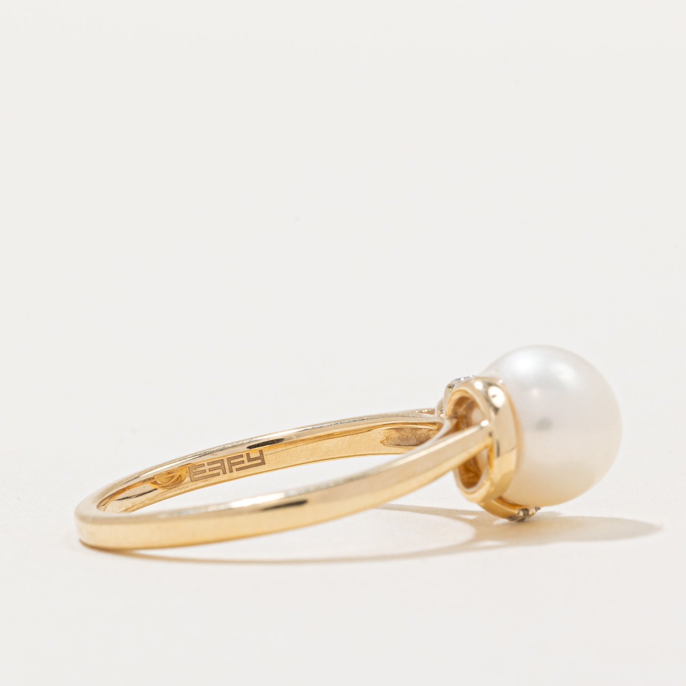 Elegant Pearl & Diamond Cocktail Ring - 0.04ctw Diamond, Size 6.75 - Perfect for Evening Parties, Weddings & Special Occasions