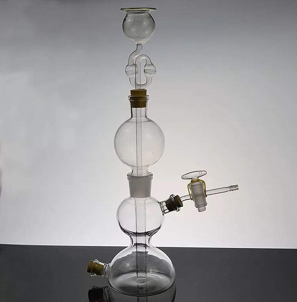 250ml Lab Glass Gas Generator with Safety Funnel & Piston Stopper - Customizable Chemistry Equipment for School Labs & Scientific Experiments