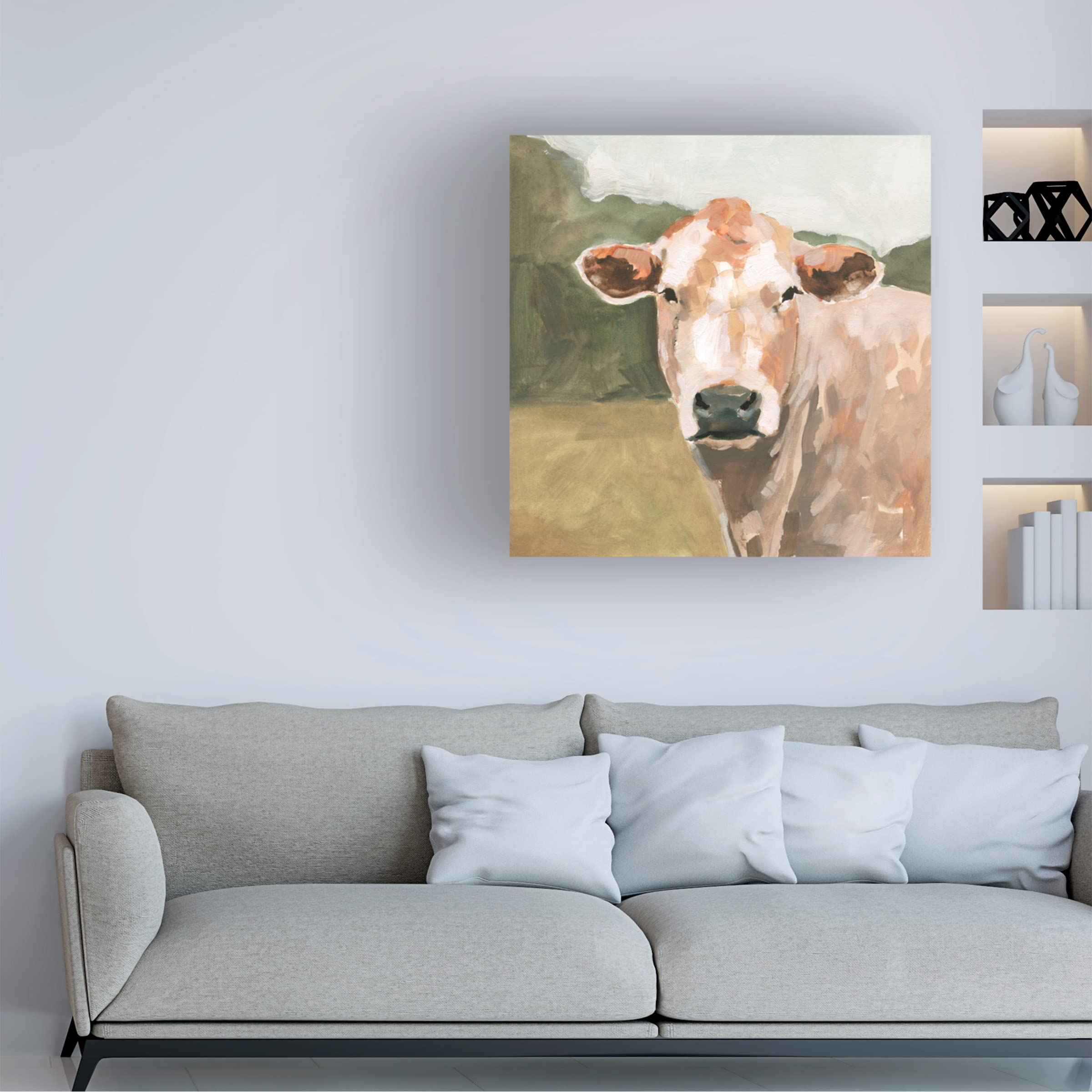 Victoria Barnes 'On The Pasture II' Canvas Wall Art Print - Landscape Pastoral Painting for Living Room, Bedroom & Office Decor