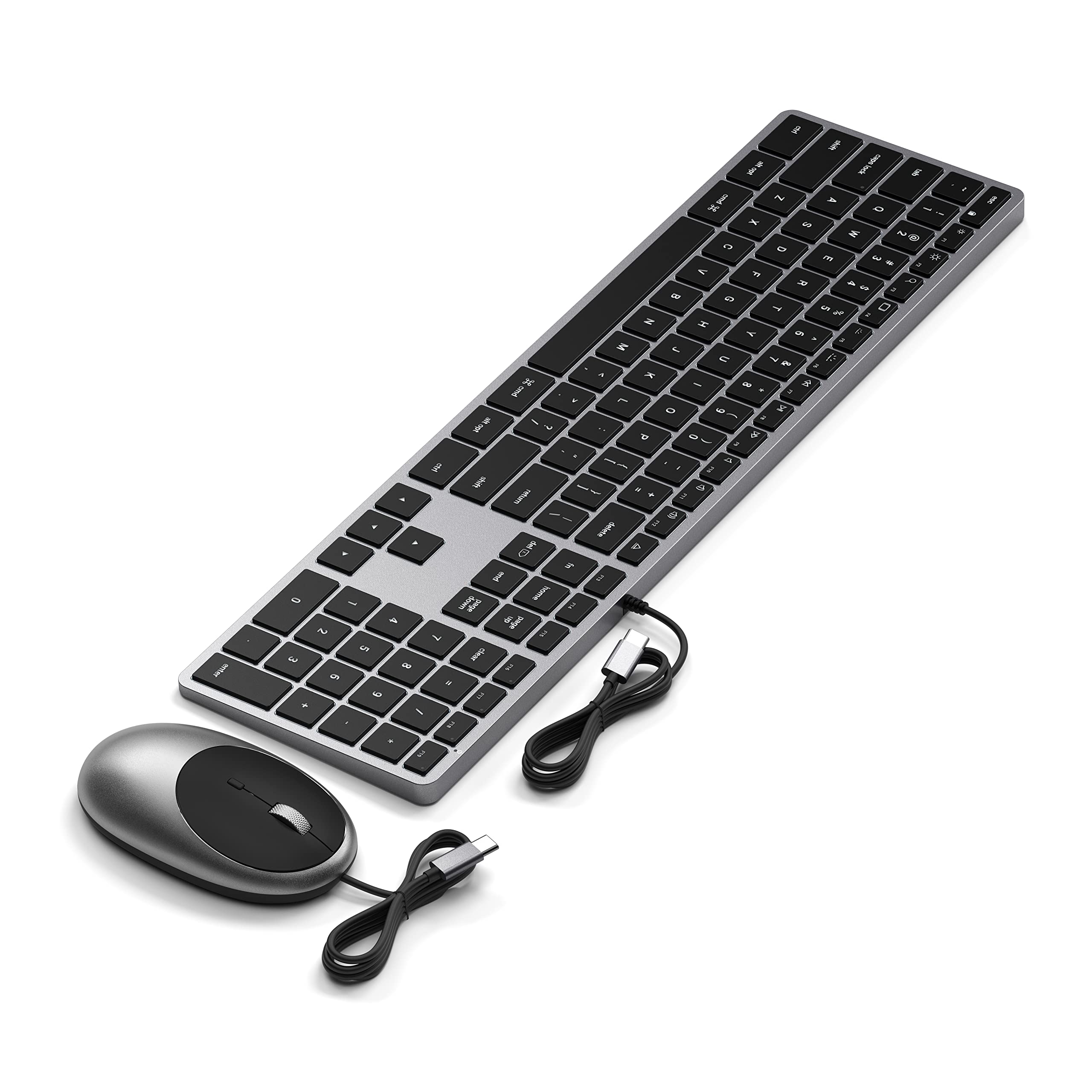Satechi Slim W3 Wired Keyboard & Aluminum C1 Wired Mouse Bundle - USB C Backlit Keyboard with Adjustable DPI Mouse for MacBook Pro/Air, iPad Pro/Air, iMac, PC Laptops & Desktops - Perfect for Home Office, Gaming & Productivity Workstations